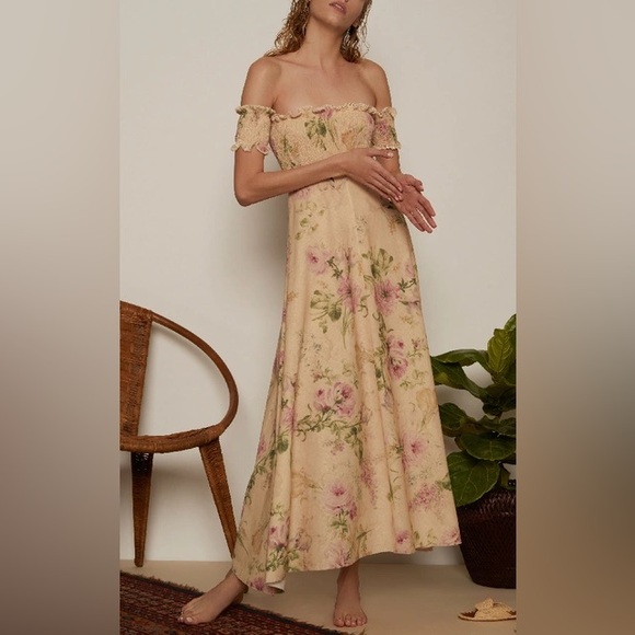 Zimmermann Dresses & Skirts - ZIMMERMANN Iris Shirred Bodice Floral Maxi Dress Size 3